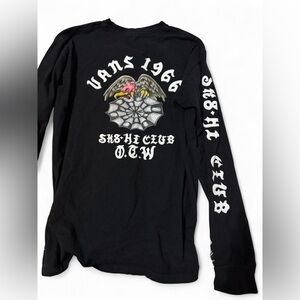 Black Vans long sleeve shirt with eagle and spider web design